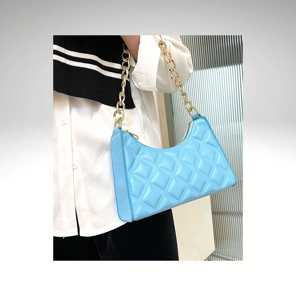 Powder Blue Color Pop Baguette Bag
